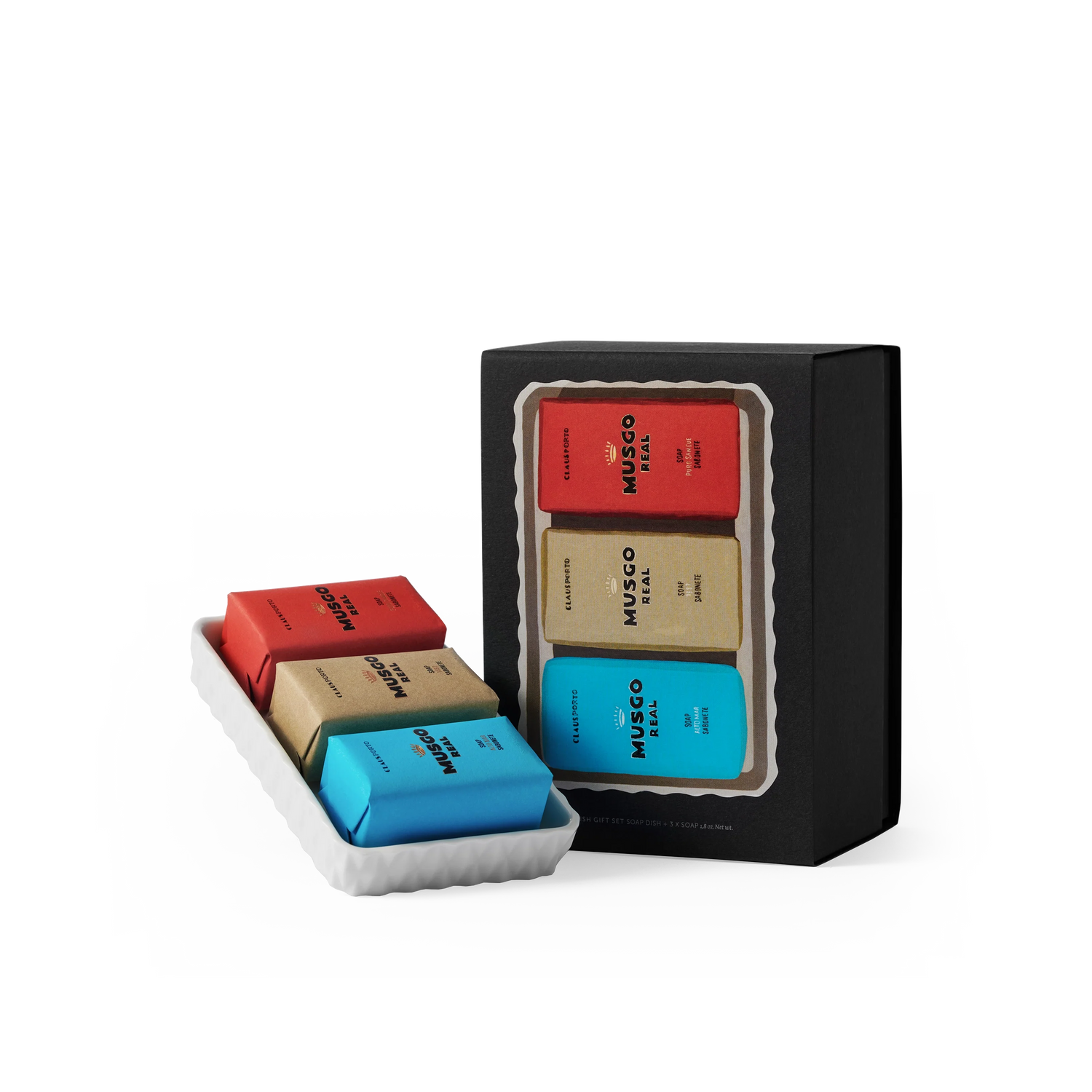 Gift Set Soap Dish & Musgo Real Mini Soaps