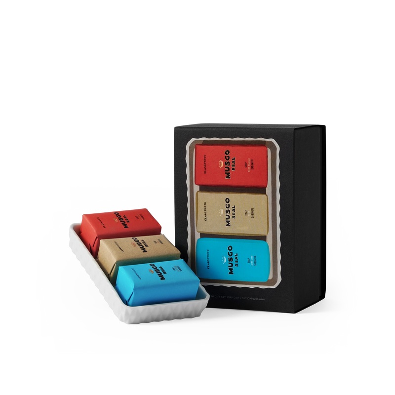 Gift Set Soap Dish & Musgo Real Mini Soaps